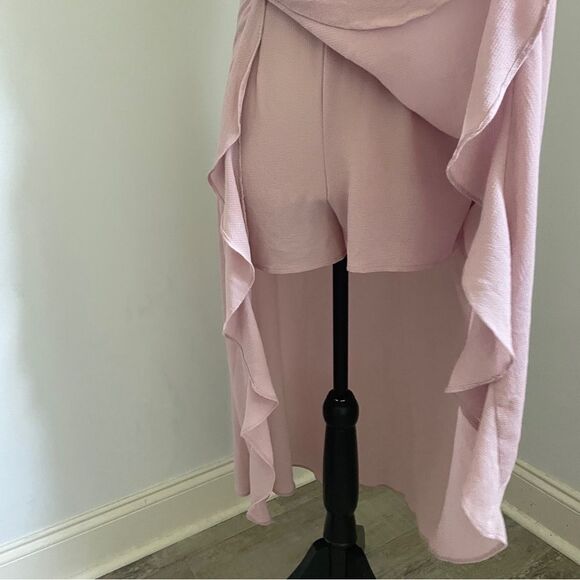 Socialite Pastel Pink Ruffled Romper size XS Girlhoodcore Asymmetrical Jumpsuit - Picture 4 of 15